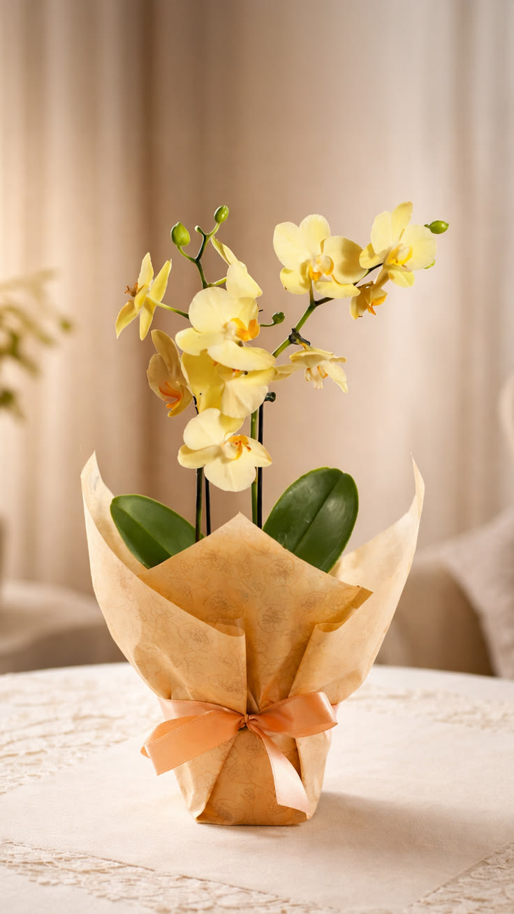 Orquídea Amarela + Vaso